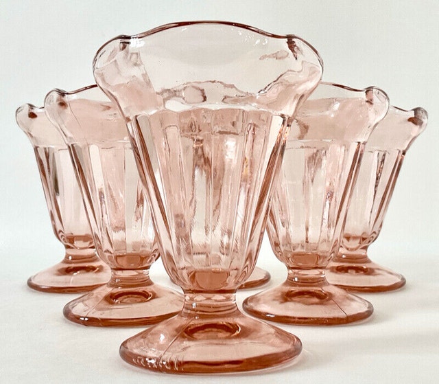 Set De 6 Coupes à Dessert En Verre - Design Géométrique, Lavable Lave-vaisselle, Transparent