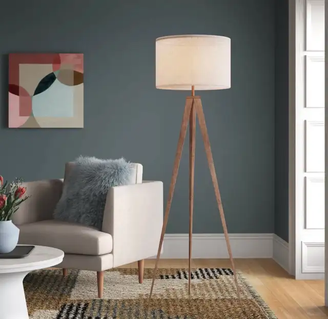 Modern 61” Tripod Floor Lamp – Metal Base with Drum Shade in Indoor Lighting & Fans in Oshawa / Durham Region - Image 2