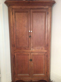 Antique Pine Corner Cupboard, One Piece