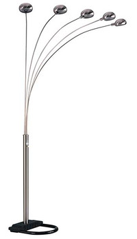 11-003 Floor Lamp 5 Finger Lamp In Nickel With Black Base