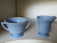Vintage Delphite Blue Pyrex Cream & Sugar