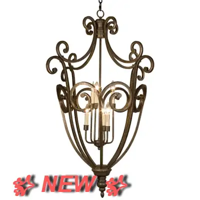 ✨NEW✨  COPPER AGED METAL CEILING CHANDELIER 6- LIGHT FIXTURE, View more