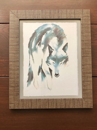 Art Print Framed Wolf Watercolour Vintage Painting Picture