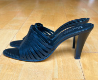 FRANCO SARTO Black Leather Mules / Sandals