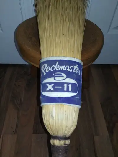 VINTAGE Rockmaster X-11 Corn Curling Broom with 47" Logo on Hand, View more