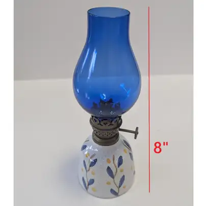 Vintage Small Lamplight Farms Porcelain Ceramic Rustic Oil Lamp, View more