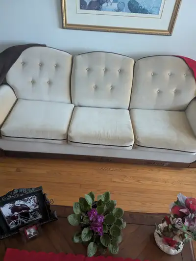 3 Piece Furniture For Sale. 1 couch (3 seater), 1 love seat (2 seater) and 1 chair available. The co...