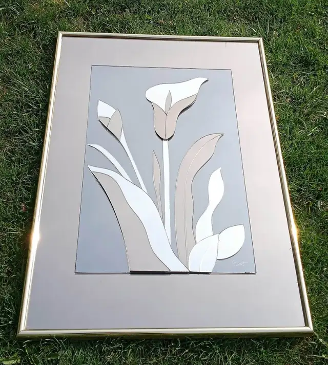 Vintage Smoked Glass Calla Lily Wall Mount Mirror by R. Parret! in Home Décor & Accents in London - Image 7