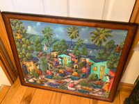 Lg Vtg Impressionist Oil Painting by Haitian Artist L.Y. Alaby