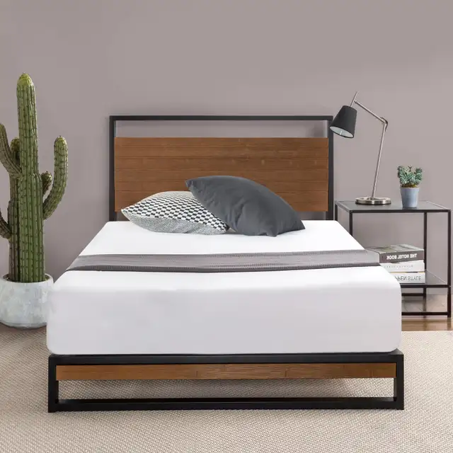 NewTwin Zinus Metal and Wood Platform Bed with Headboard in Beds & Mattresses in City of Toronto - Image 2