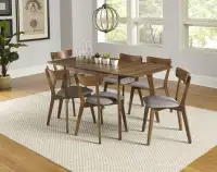 Mid-Century Modern 7-Pc Butterfly Table Set w/ Self-Storing Leaf