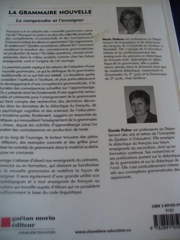 LIVRE LA GRAMMAIRE NOUVELLE de MARIE NADEAU et CAROLE FISHER in Textbooks in City of Montréal - Image 3