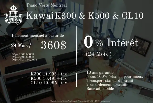 PIANOS KAWAI YAMAHA - Financement 0% Intérêt, 24 mois in Pianos & Keyboards in City of Montréal - Image 3
