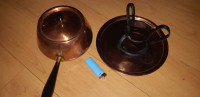 Vintage Solid Copper Fondue Pot with Stand Tray Made in Japan