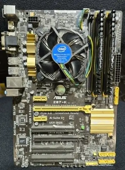 INTEL CORE i7-4770 + ASUS Z87-K + 16GB CORSAIR RAM BUNDLE - $120, View more
