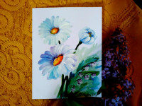 Daisy hand painted note card, birthday gift, flower card