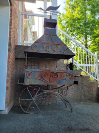 8ft Tall Steel Custom Made Open Fireplace BBQ. Portable. 