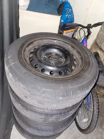 Have 2 sets of wheels to sell, both 4 bolt size 4x114.3. Steel rims are in good shape with good tred...