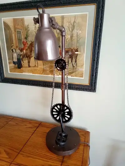 Steampunk Bicycle Style Table/Desk Lamp, View more