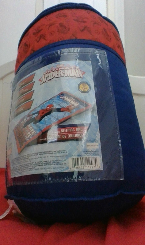 Spider Man Sleeping Bag, with carrying bag in Fishing, Camping & Outdoors in Kitchener / Waterloo