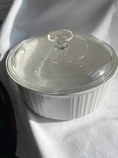 Vintage French White CORNINGWARE Casserole Dish and Lid, View more