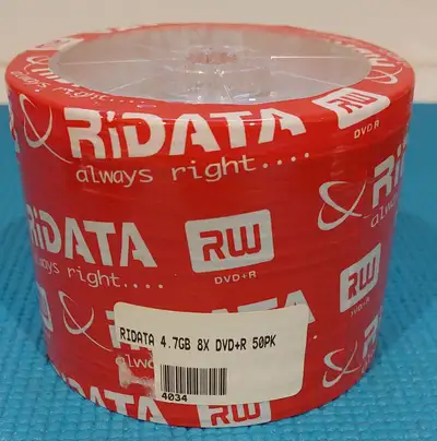 50pcs Ridata 8X DVD-R 4.7GB New sealed package. Asking $25 Pickup only Closest major intersection Er...