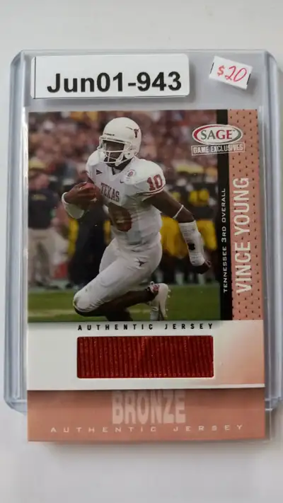 Jun01-943 $20 2006 SAGE Game Exclusives Oversize Jerseys Bronze Vince Young #SJ3 Rookie $20 To locat...