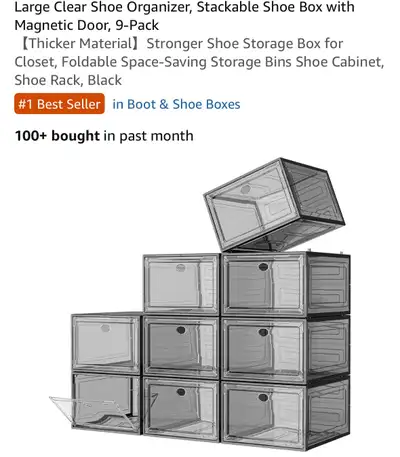 7 Code Large Clear Shoe Organizer 9-Pack, View more