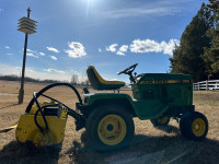 SOLD : John Deere 318 garden tractor plus rototiller