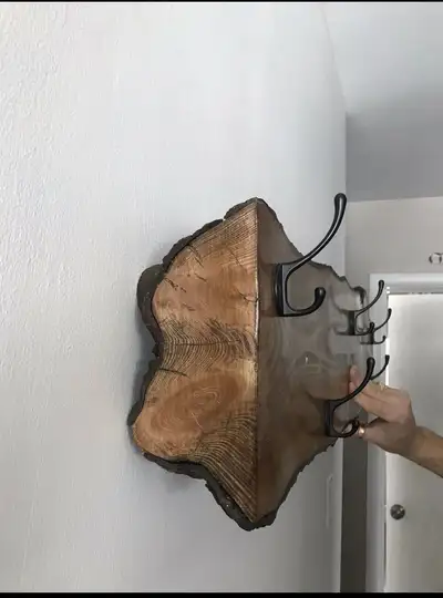 Custom made live edge coat rack , View more