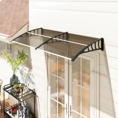 Window Awning Door Canopy, Polycarbonate Front Door Outdoor Patio Cover, Sun Shelter, Hollow Sheet f...