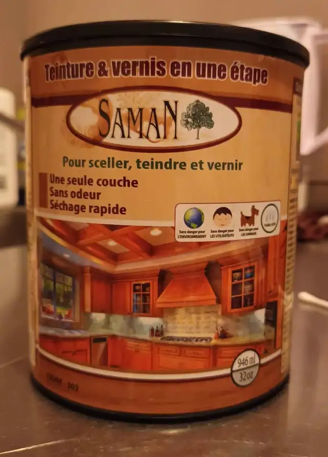 Saman One Step Wood Stain & Varnish - Cedar - Oil-Based - 946ml in Painting & Paint Supplies in Hamilton - Image 3