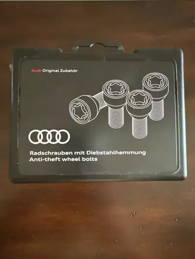 Practically new Audi wheel locks in great condition. Removed from new vehicle after less than a mont...