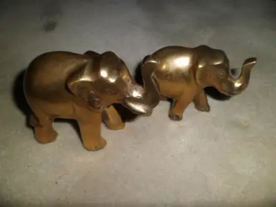 TWO BRASS ELEPHANTS, View more