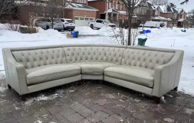 Gorgeous full cowhide real leather sectional couch can deliver, View more