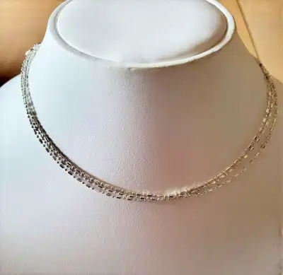 NEW Silver Chains Necklace Jewelry from Vivah Tripple Strand 17", View more