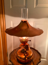 Unique MCM Solid Copper Table Lamp w Glass Chimney 