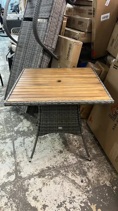 Beautiful Rattan Patio Dining table with Umbrella Hole, View more