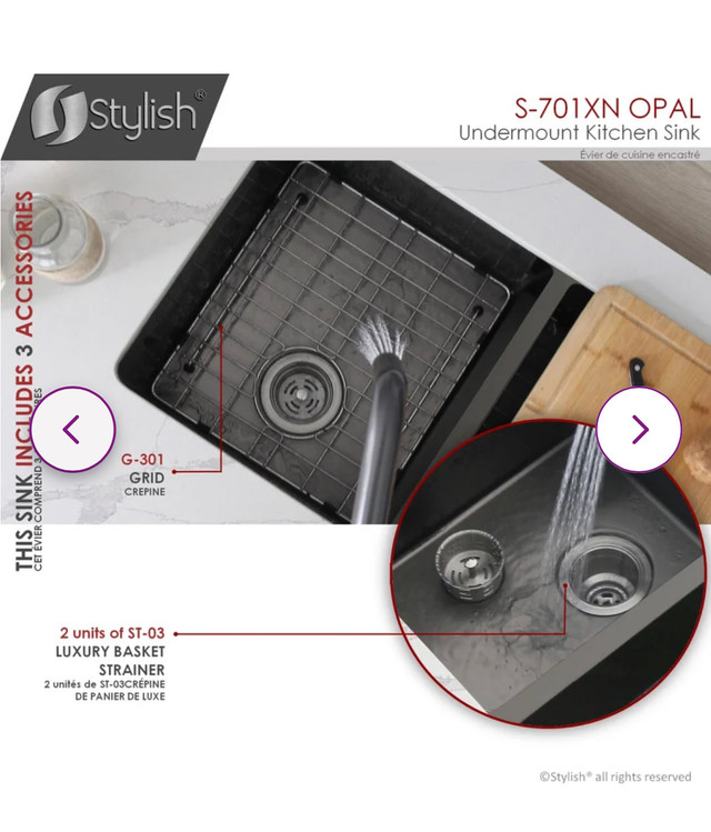 STYLISH 32 inch Double Bowl Undermount Kitchen Sink with Grids a in Plumbing, Sinks, Toilets & Showers in Ottawa - Image 3
