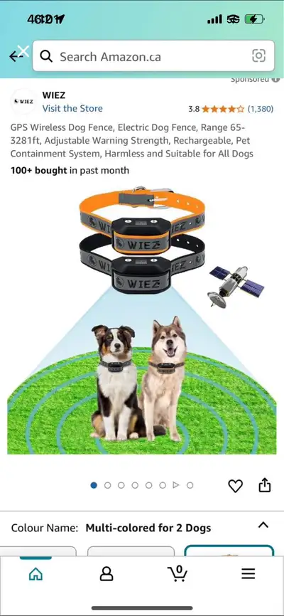 WIEZ GPS Wireless Dog Fence for 2 dogs , View more