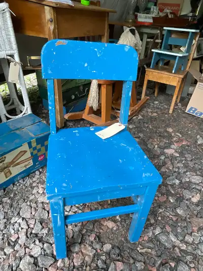 Vintage Wood Kids Desk Table Chair Chippy Blue, View more