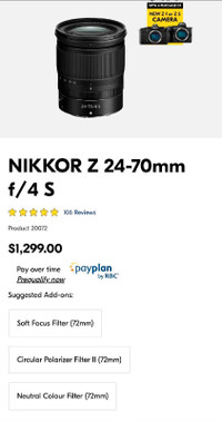 Nikon Z 24-70 F4 "S Line" Lens