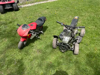 49cc bike and fourwheeler! Been sitting for years, want gone! Both probably need a carb clean and th...