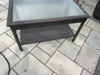 Outdoor rattan and tempered glass coffee table 