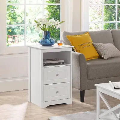 Yaheetech Nightstand with 2 Storage Compartments and 1 Cubby , View more