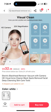 Electric Blackhead Remover Vacuum with Camera HD Visual Acne Cle