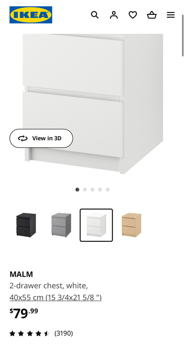 Malm nightstand ikea in Bookcases & Shelving Units in City of Toronto