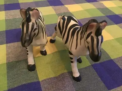 TWO MATCHING ZEBRAS  ** Ceramic ** Made in JAPAN, View more