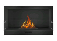 The BIO Flame, 38″ FIREBOX SS, Black with Flush Mounted Glass