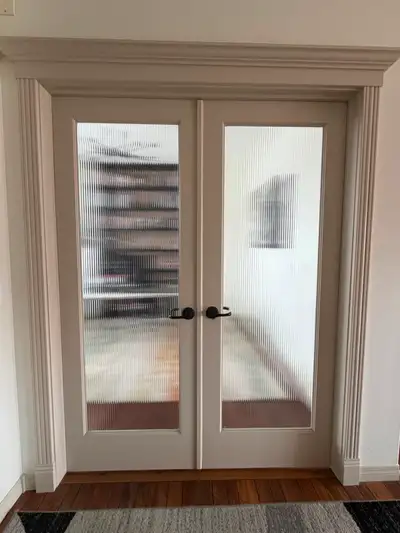 Set of 2 wooden French Doors used for home office. Size is 30” x 80”. Price is $50 for both. Pick-up...